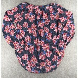 Ann Taylor LOFT Women's S Pink Blue Floral Print Long Sleeve Blouse Office